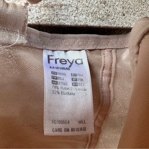 Freya Fancies Longline Bra 32J US Natural Beige Lace Padded Underwire Lingerie - Picture 4 of 9